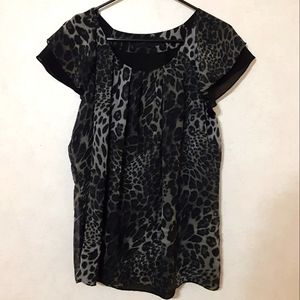 SZ L LARRY LEVINE LAYERED SHEER BLOUSE